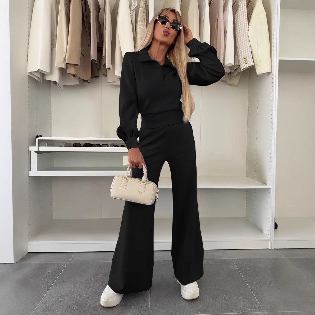 Women's Stylish and Casual Jumpsuit with Wide Leg and Elegant Sleeves Chic Und Stil