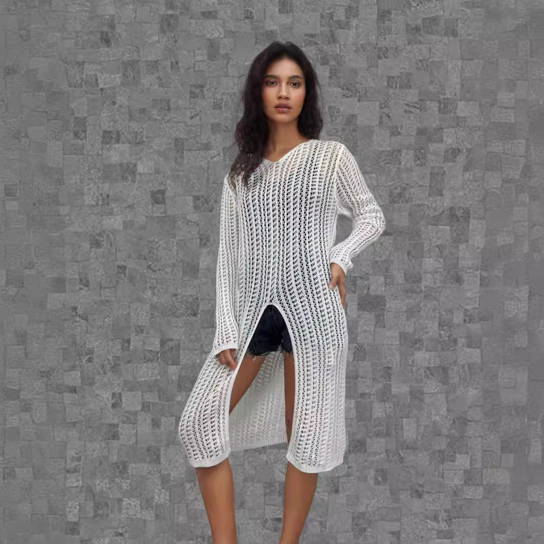 Pull long pour femmes avec design en maille sophistiqué Chic & Stil