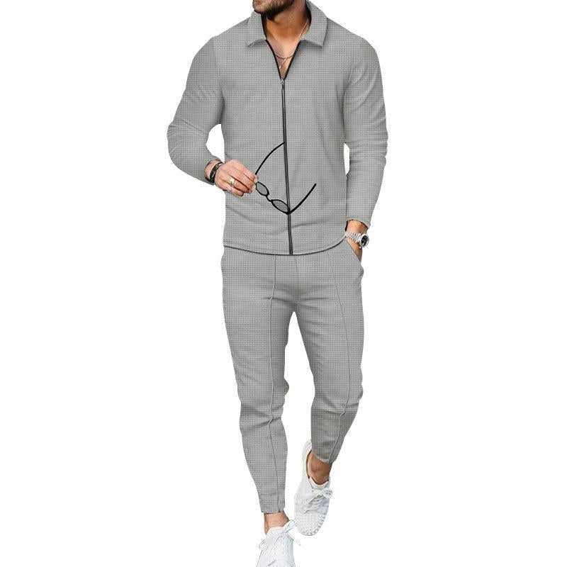 Modern leisure suit for men with textured top and modern pants Lune London