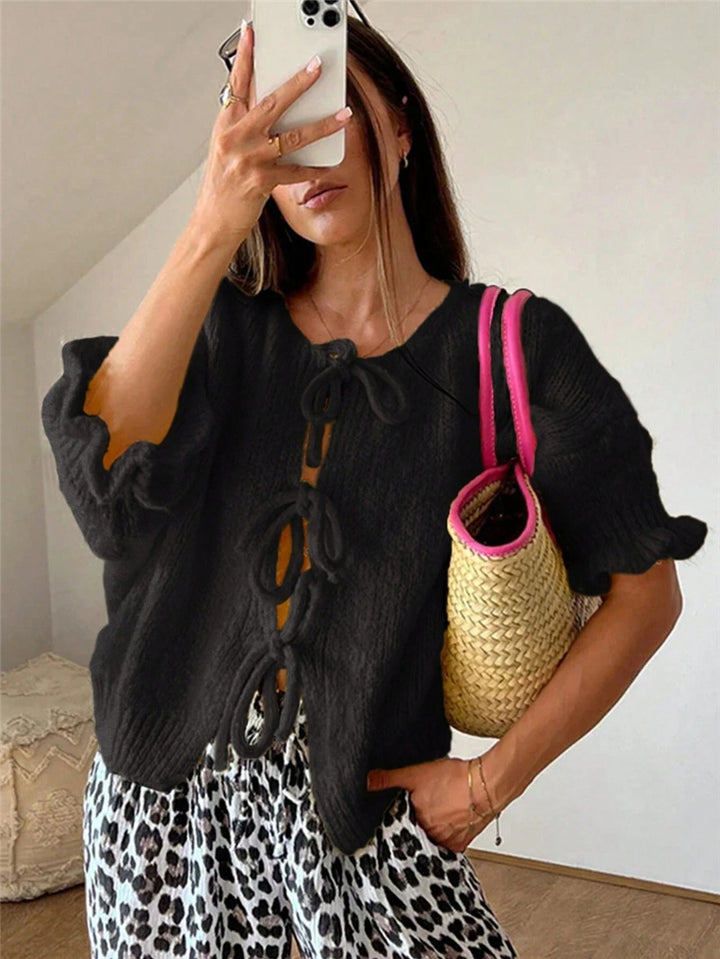 Women’s knitted top with playful drawstring Lune London