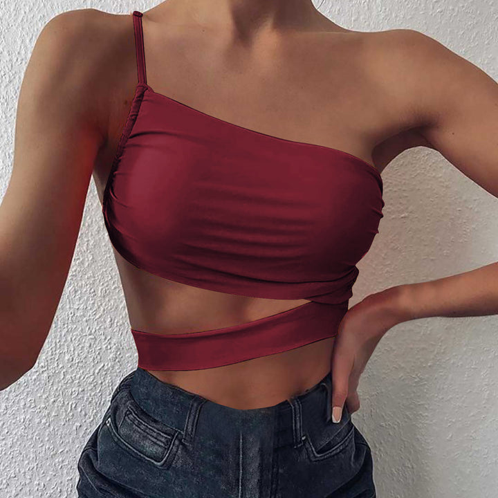Women asymmetrical crop top with cut Lune London
