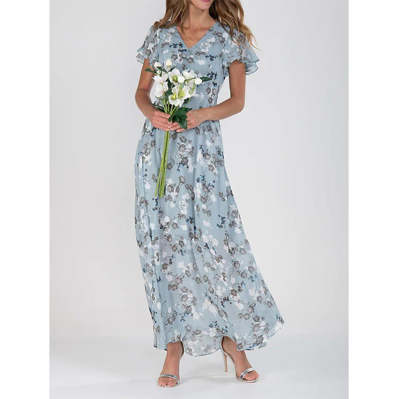 Chic and Stylish Floral Chiffon Maxi Dress for Women
