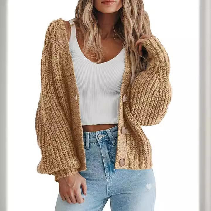 Thick knit cardigan for women with button details and loose fit Lune London