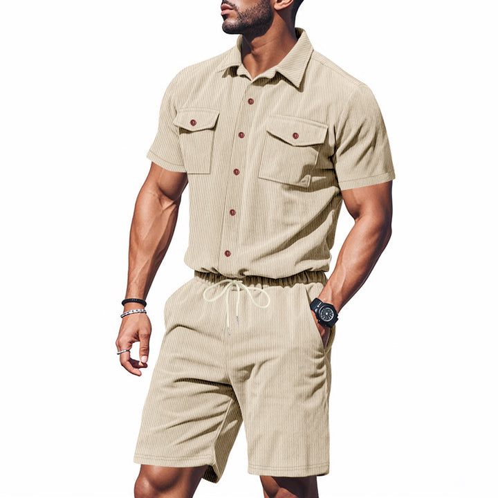 Elegant leisure suit for men with structured details and practical chest pockets Lune London
