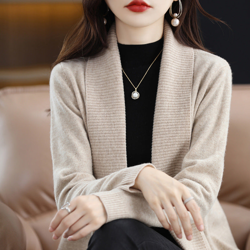 Cardigan for women with elegant ribbed structures and an open cut Lune London