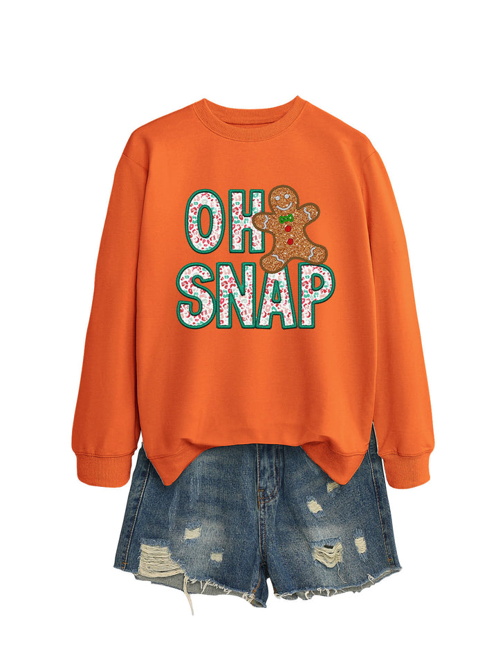 Sweatshirt pour femmes avec motif de bonhomme en pain d'épice amusant et lettrage étincelant Chic & Stil