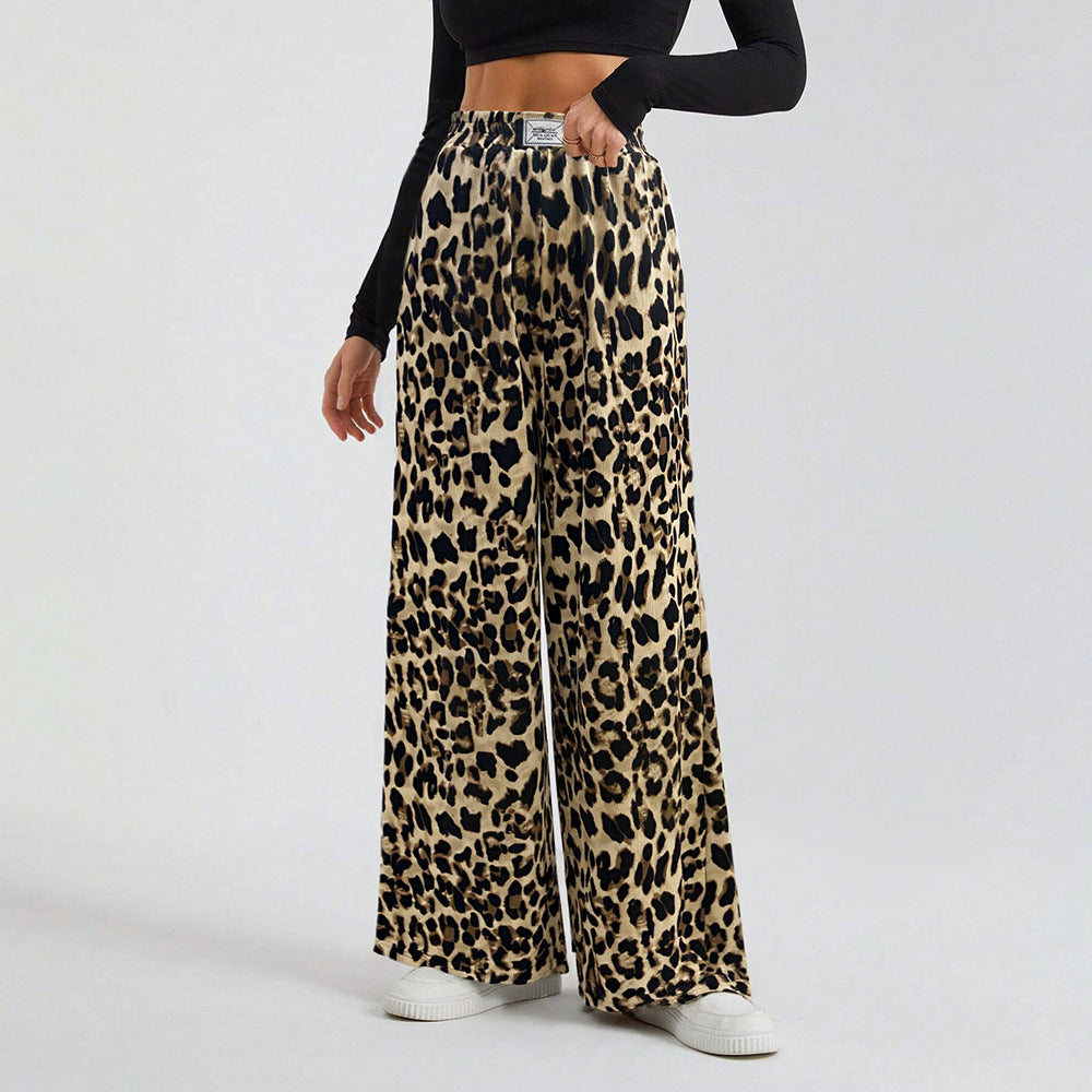 Pantalons palazzo larges pour femmes avec imprimé animal et ceinture élastique confortable Chic & Stil