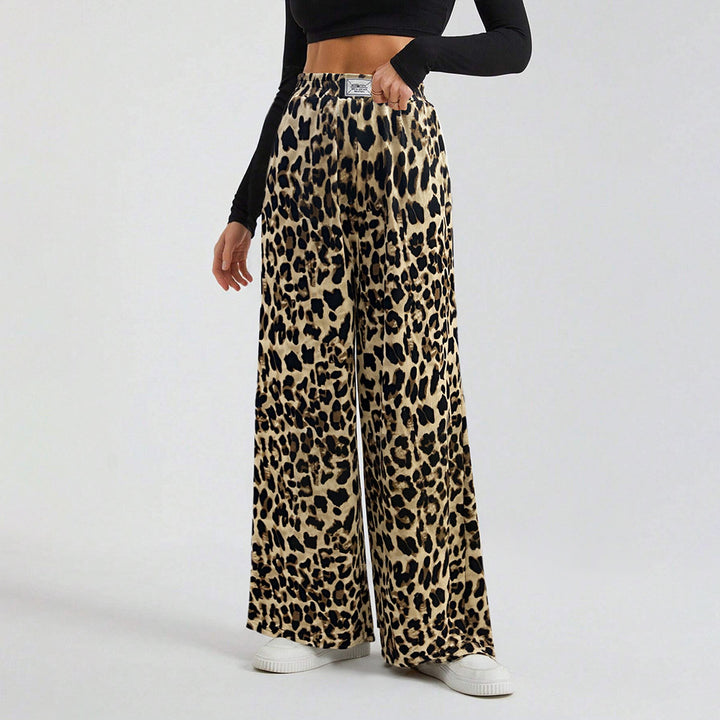 Pantalons palazzo larges pour femmes avec imprimé animal et ceinture élastique confortable Chic & Stil