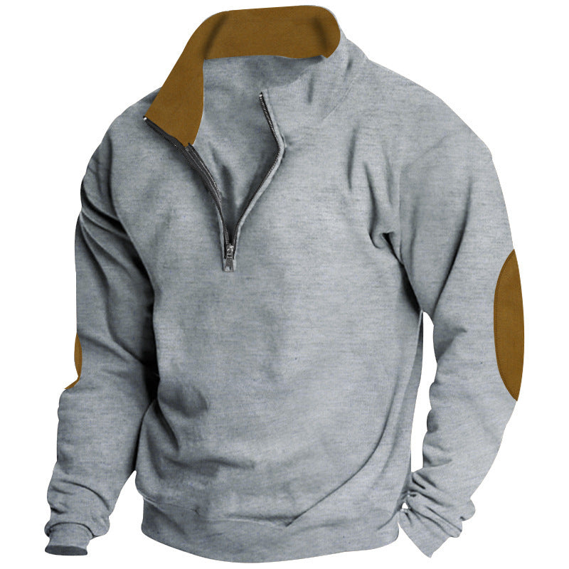 Comfortable pullover for men with half-zip and stylish elbow patches Lune London