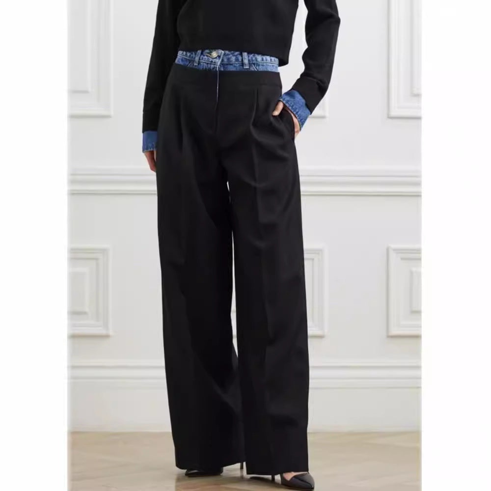 Wide business pants for ladies with an elegant structure and a prominent waist Lune London
