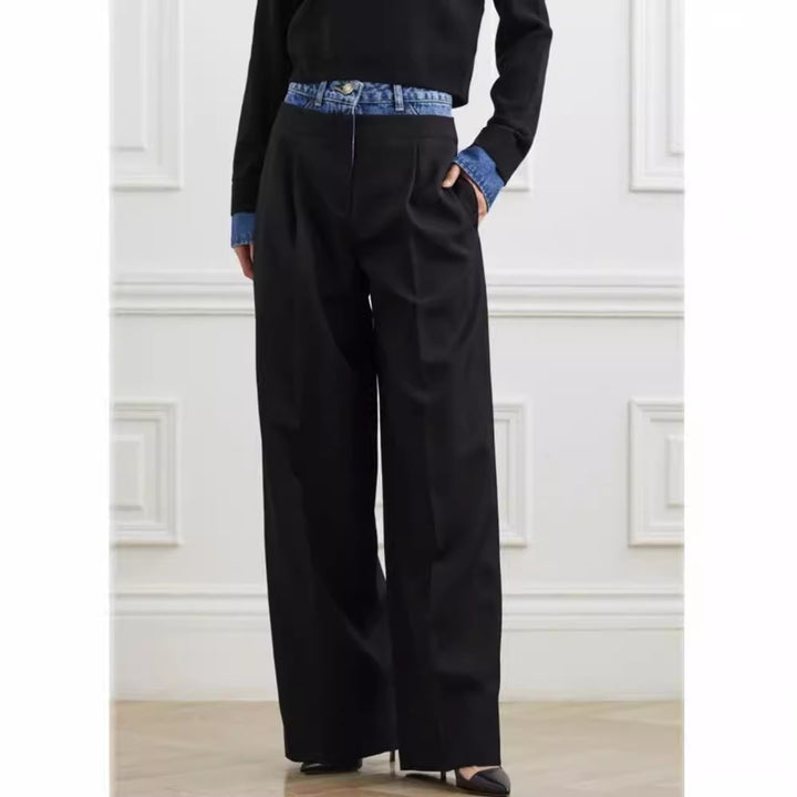Wide business pants for ladies with an elegant structure and a prominent waist Lune London