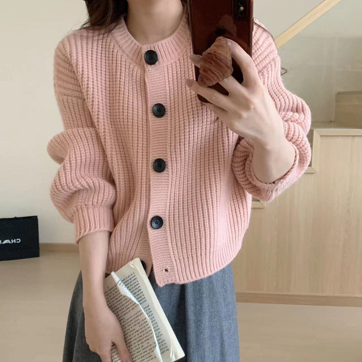 Ladies soft knit cardigan with stylish button details Lune London
