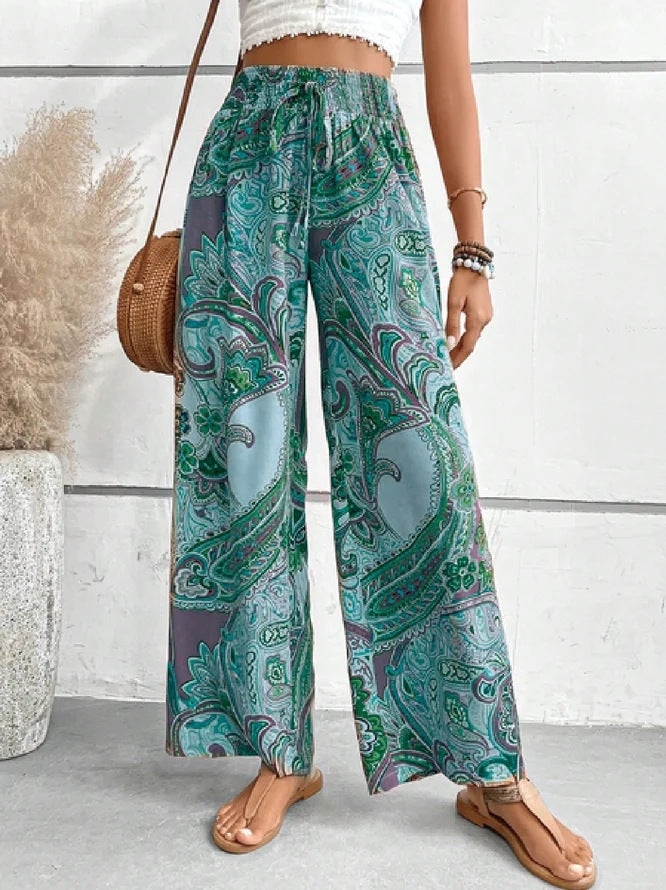 Wide pants for women with paisley pattern Lune London