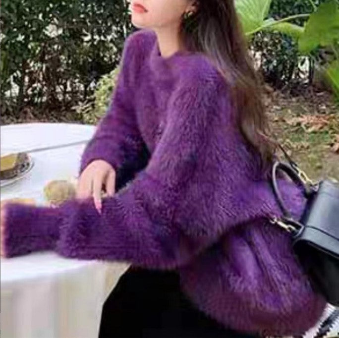 Women soft knit oversized casual chic sweater