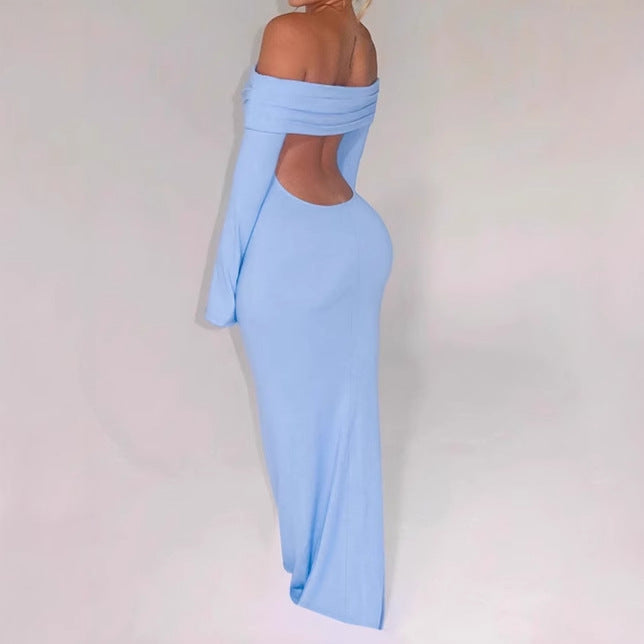 Maxi off-shoulder dress for women with creative cut-out details and a fitted design Chic and Style