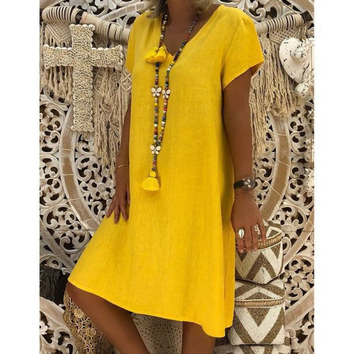 Robe d'été pour femmes avec décolleté en V décontracté et ourlet asymétrique Chic & Stil