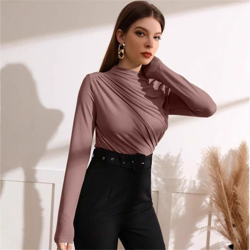 Long sleeve T-shirt for women with an elegant wrap design Lune London