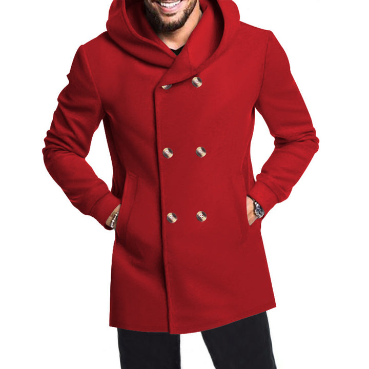 Elegant double-breasted coat for men with hood Lune London