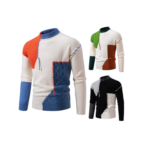 Lune London | Men's sweater with creative pattern and high collar