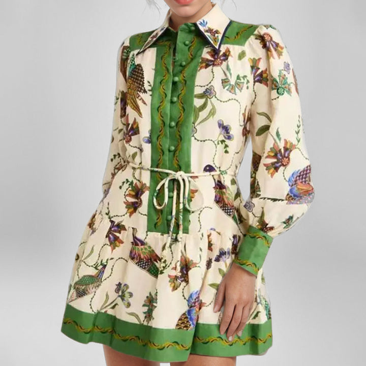 Robe blouse femme avec design floral et ceinture à la taille Chic & Stil