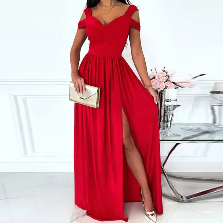 Maxi dress for women with charming neckline and asymmetrical slit Lune London