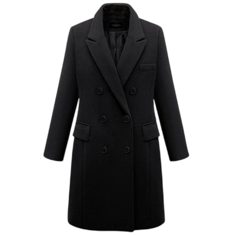 Elegant wool coat for women with double-breasted buttons and pockets Lune London