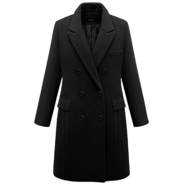 Elegant wool coat for women with double-breasted buttons and pockets Lune London