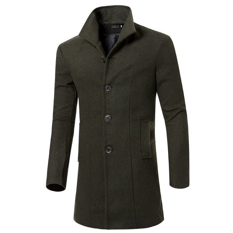Elegant wool coat for men with modern stand-up collar and practical pockets Lune London