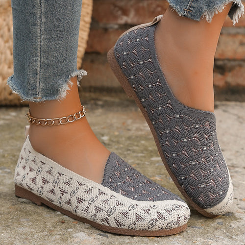Ladies Slip-On Breathable Shoes with Fashionable Knit Design Lune London