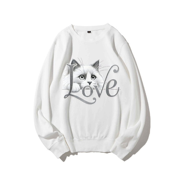 Sweat-shirt pour femmes avec un design de chat ludique et une coupe décontractée Chic & Stil