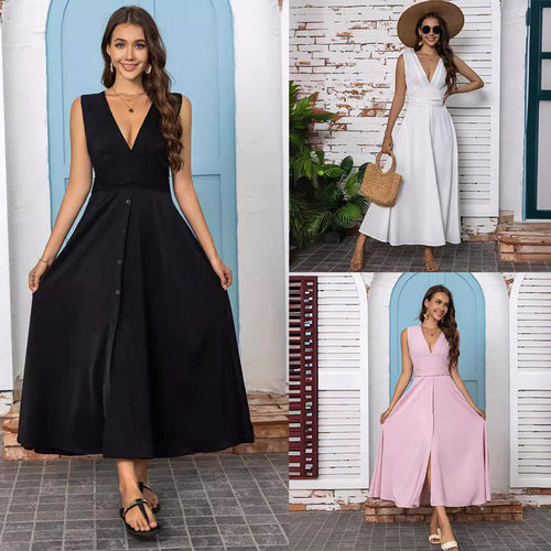 Elegant Woman Maxi Flared Dress Lune London