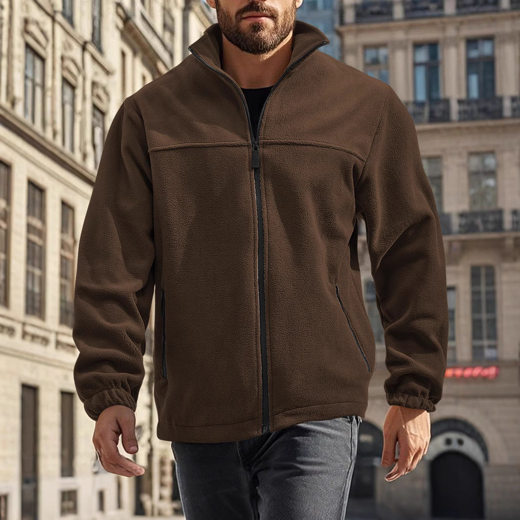 Fleece jacket for men with practical pockets and high collar Lune London