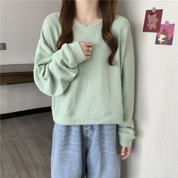 Women's casual cropped sweater made of soft cotton blend with stylish round neckline Lune London