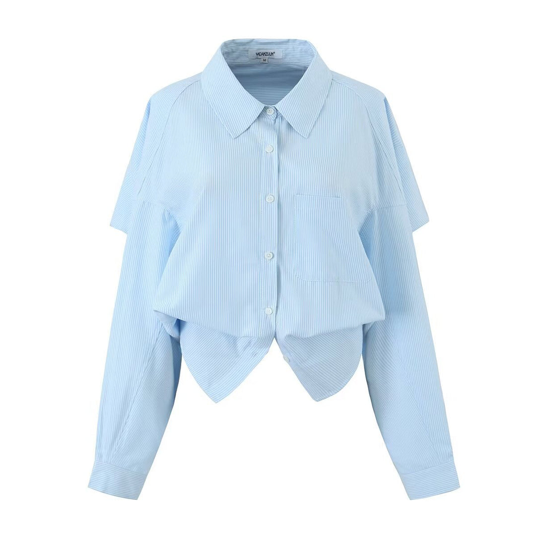 Ladies stylish shirt, short, with a tasteful striped pattern and modern sizes Lune London