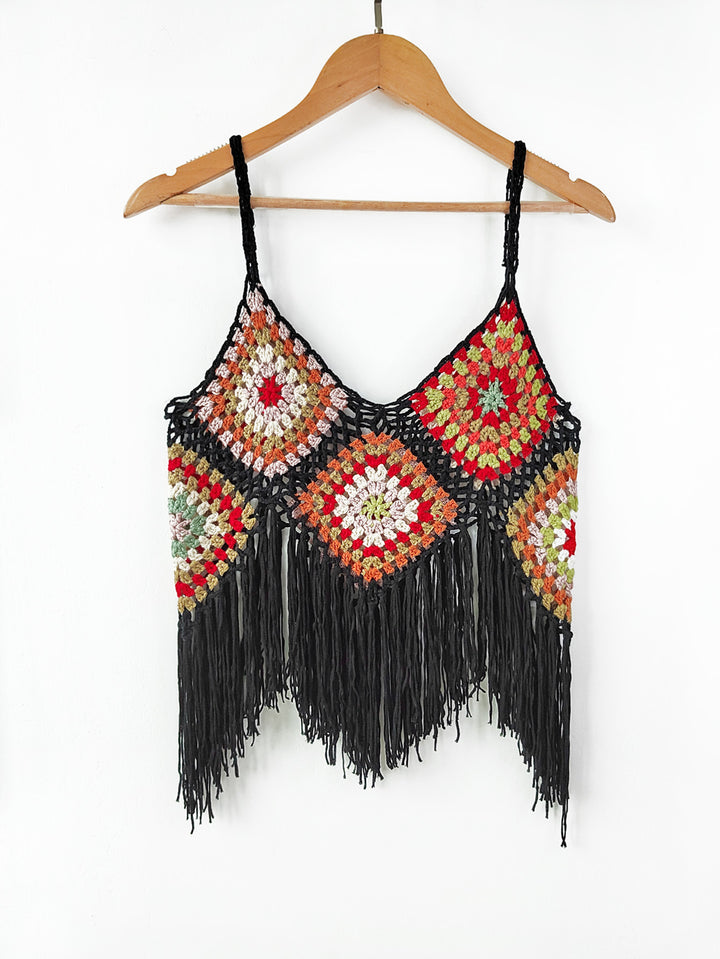 Lune London Crocheted Fringe Crop Top for Women
