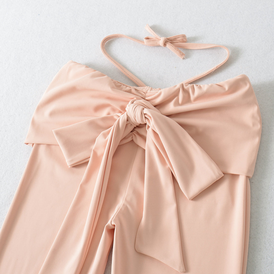 High-quality bootcut leggings for women with an elegant bow detail Lune London