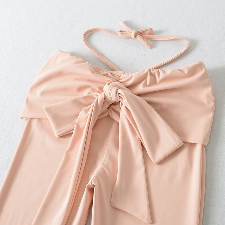 High-quality bootcut leggings for women with an elegant bow detail Lune London