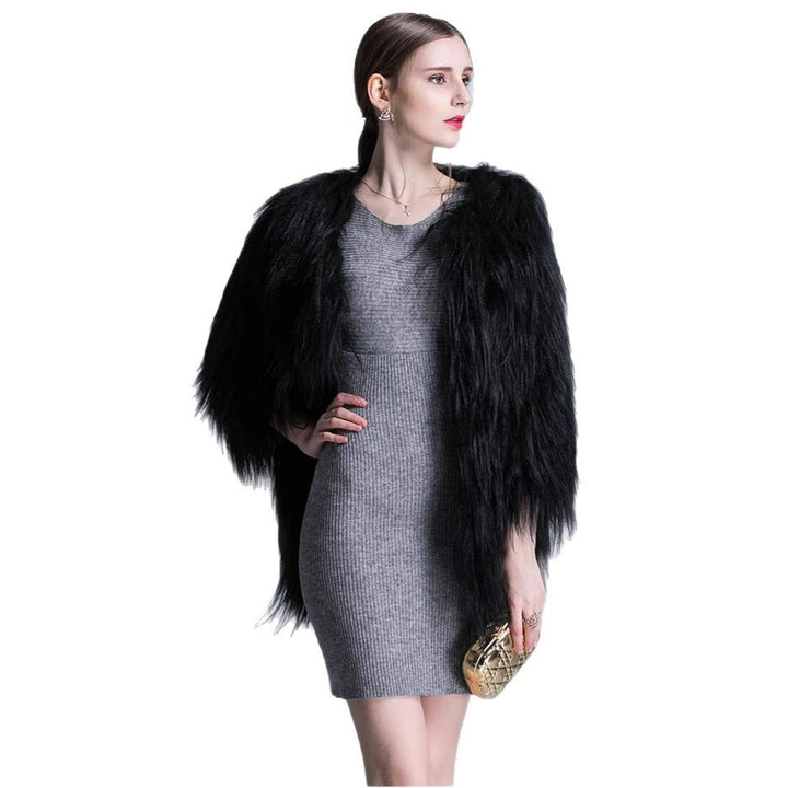 Ladies Elegant Faux Fur Cape with Chic Loose Fit