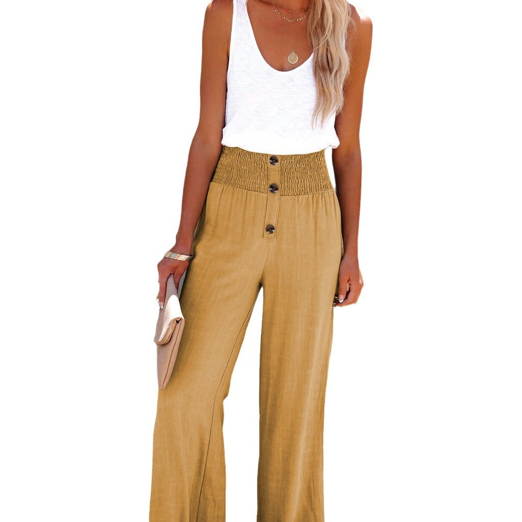 Wide leg palazzo pants for women with elastic waistband Lune London