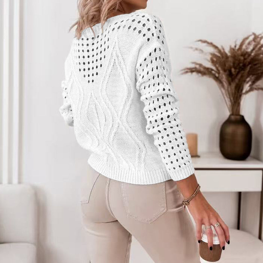 Women's knitted sweater with airy openwork patterns and a nice cable design Lune London