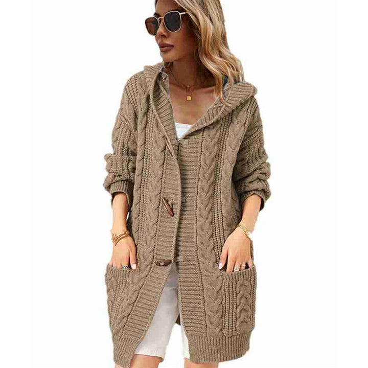 Ladies Large knit cardigan with hood and large pockets Lune London