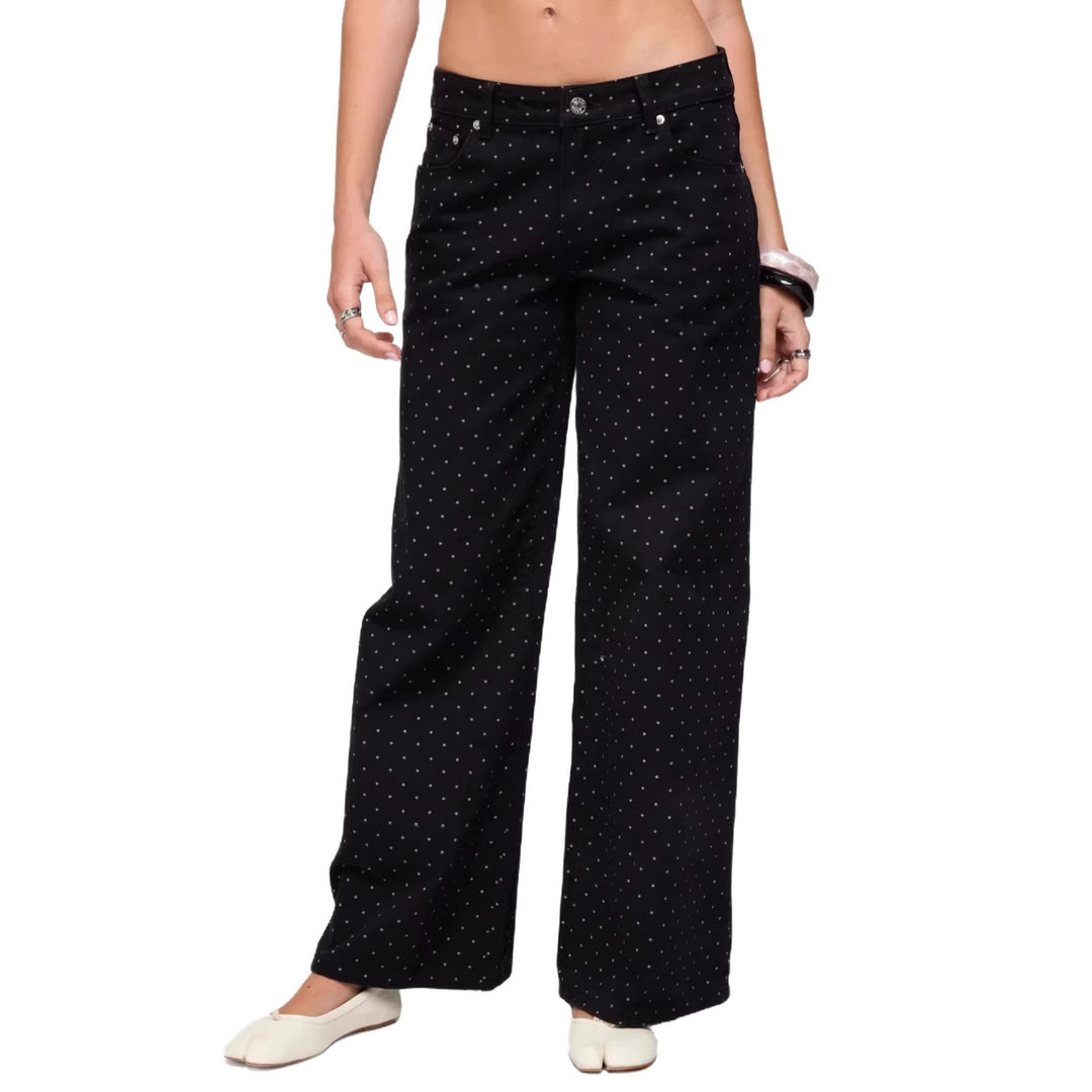 Women's Wide Denim Jeans with Polka Dots Lune London
