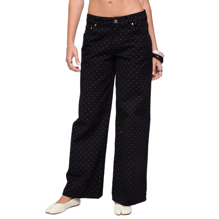 Women's Wide Denim Jeans with Polka Dots Lune London