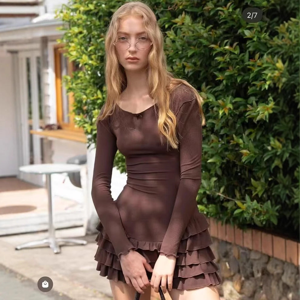 Ballet dress for ladies with ruffled hem and long sleeves Lune London
