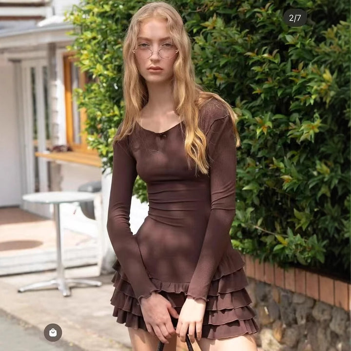 Ballet dress for ladies with ruffled hem and long sleeves Lune London