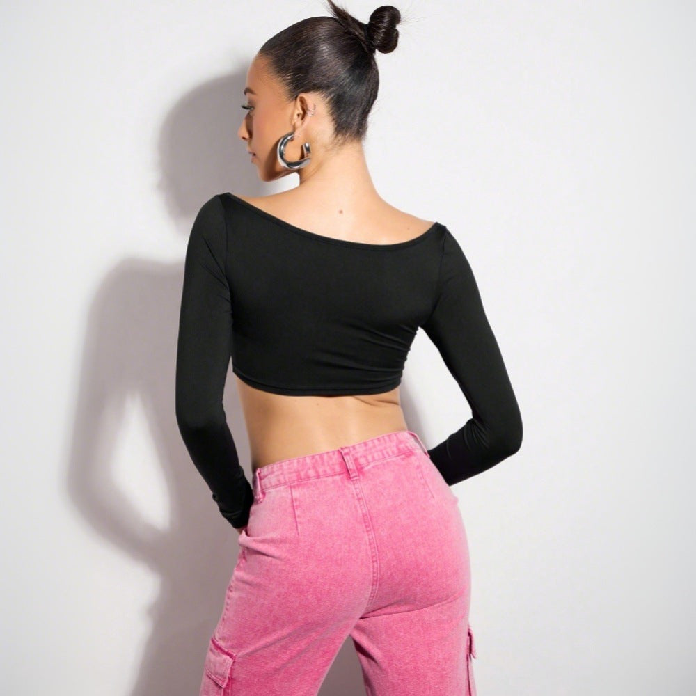 Chic & Stil asymmetrical cut long sleeve top for women