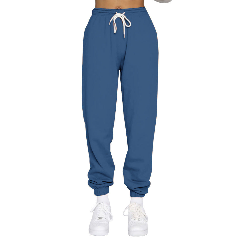 Sporty high-waisted jogger pants for women with drawstring Lune London
