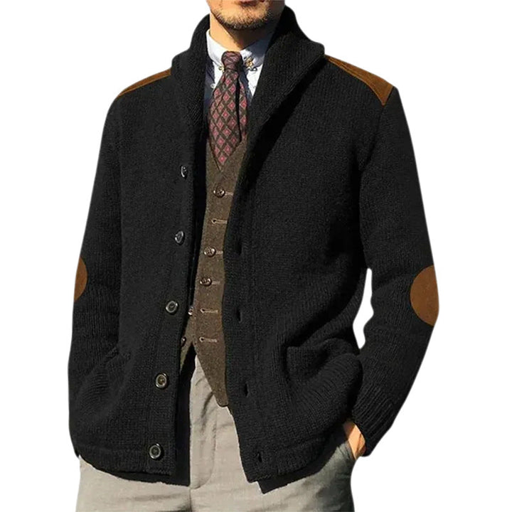 Lune London | Men's Cozy Knitted Cardigan with Modern Shawl Collar and Practical Button Details