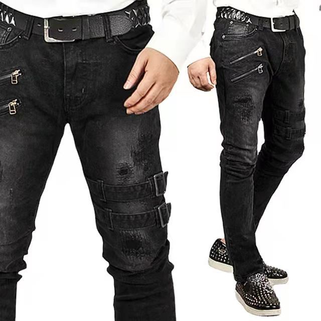 Men's Jeans with Stylish Zip and Distressed Details Lune London