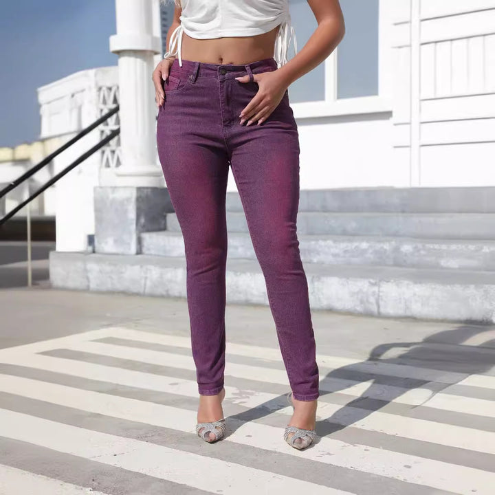 High-Waisted Slim-Fit Jeans for Women with Stylish Stitching Details Lune London